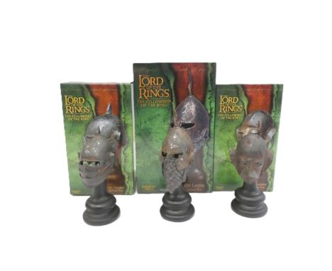 Lord of the Rings. Sideshow Collectibles 1:4 scale boxed figurines on stands to include Orc Squinter Helm, Orc Legion Helm, a