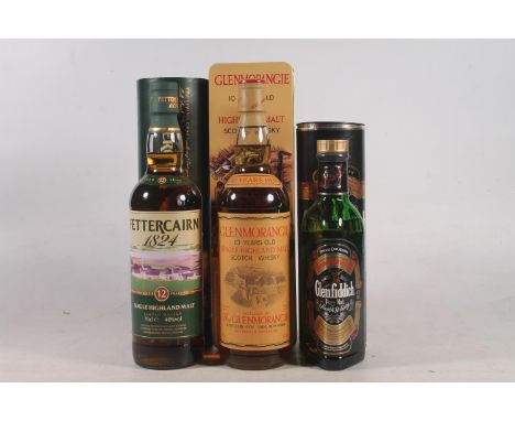 GLENMORANGIE 10 year old single malt Scotch whisky 40% abv. 70cl boxed, FETTERCAIRN 12 year old Highland single malt Scotch w