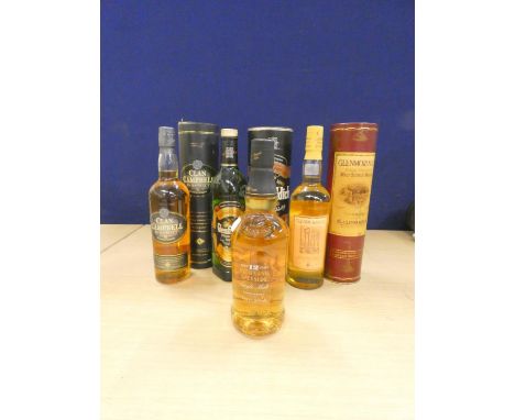 Four bottles of single malt Scotch whisky, to include Glenmorangie 10 years old, Glenfiddich special reserve, Clan Campbell 8