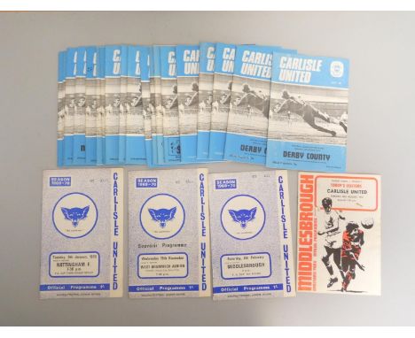 Carlisle United. Collection of vintage football programmes including 19 from the 1974-5 season, three programmes from the 196