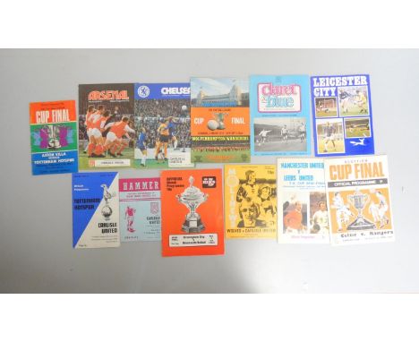Group of vintage football programmes dating mostly to the 1970s with matches to include Aston Villa vs Tottenham Hotspur Feb 