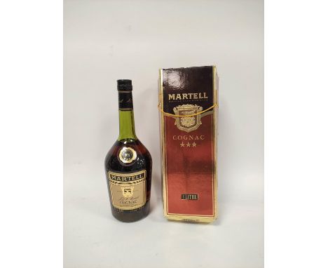 Martell cognac, Bottled circa 1970s, 70 proof, 35 fl oz, 40% vol, with box