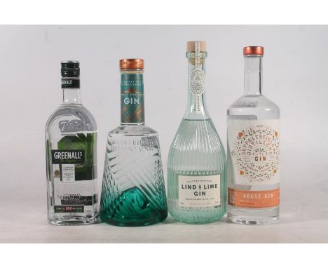 Four bottles of gin to include GREENALLS London dry gin 37.5% abv. 70cl, SEPPELTSFIELD ROAD DISTILLERS House gin 41.5% abv. 7