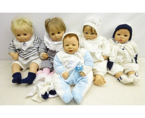 Five 'Real Life' models of Babies including R. Heimer 'Michie' and two others, Nel De Man and Gotz with certificate and tag (