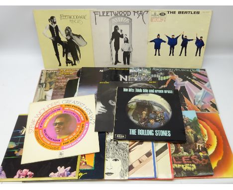 Collection of vinyl LPs including The Beatles 'Help!', 'Revolver', 'Sgt Peppers Lonely Hearts Club Band', '1962-1966' and '19