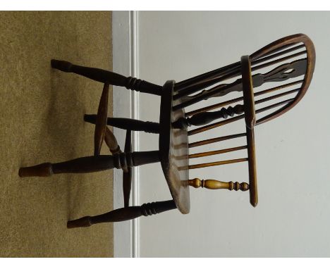 19th century ash and elm double bow Windsor chair, turned supports and stretchers Condition Report Click here for further ima