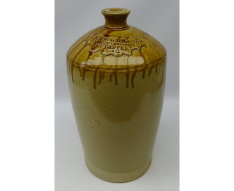 Large stoneware flagon for R. Emmerson & Son Wine & Spirit Merchant, Newcastle, H49cm Condition Report Click here for further