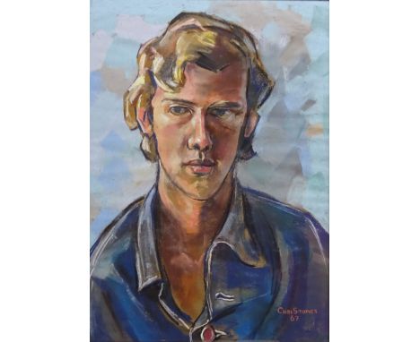 Self portrait, pastel signed and dated '67 by Christopher Assheton-Stones (British 1947-1999) 60cm x 42cm Condition Report Cl