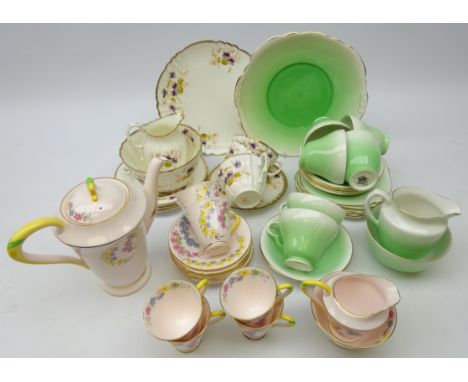 1930's Tuscan china coffee service, unused, vintage Taylor and Kent tea set for six and Royal Albert part tea set c1920 Condi