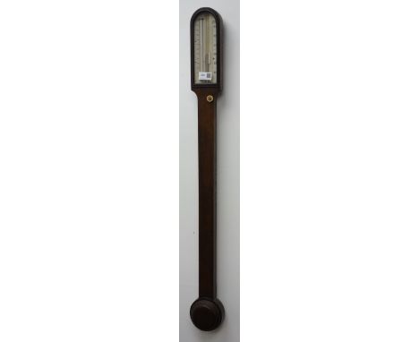 20th century arched top oak stick barometer, register inscribed Davis Leeds, H95cm  Condition Report Click here for further i