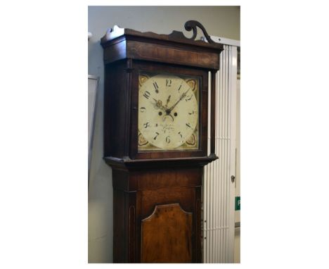 Early 19th Century inlaid oak and mahogany cased eight-day painted dial longcase clock, E.Drakeford, Congleton (Cheshire), ci