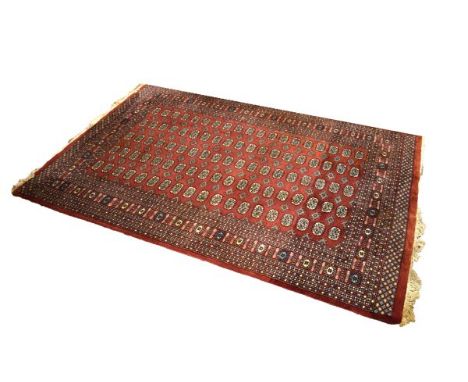 20th Century Middle Eastern Belouch or Tekke Turkoman rug or carpet, having five rows of nineteen guls within multi borders, 