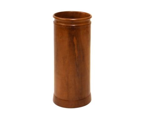 20th Century turned wooden (treen) stick/umbrella stand of cylindrical form with five-hole insert, 25cm diameter x 58cm high 