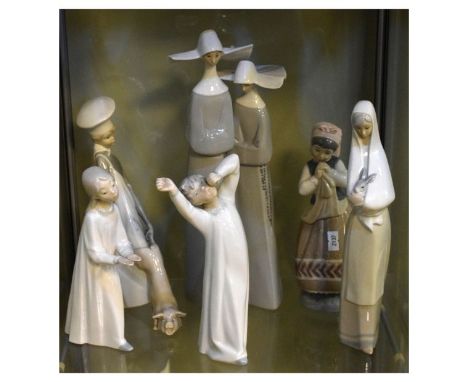 Six various Spanish Nao porcelain figures, the largest 37.5cm high (6)  