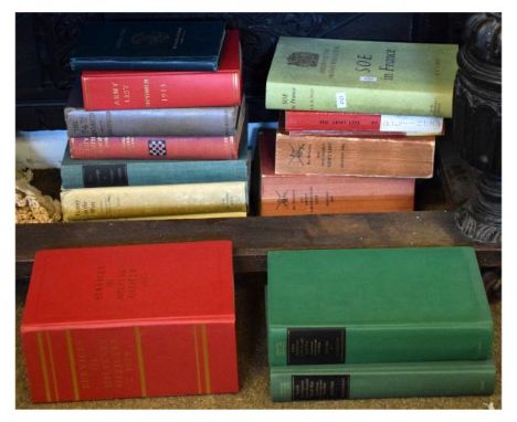 Books - Small quantity relating to First and second World War, mid 20th Century Army Lists, etc