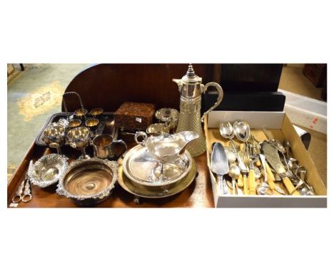 Quantity of silver plated hollow ware, flatware etc  