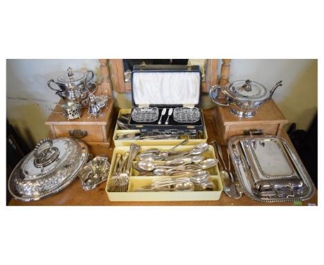 Large quantity of silver plated flatware and tureens etc  