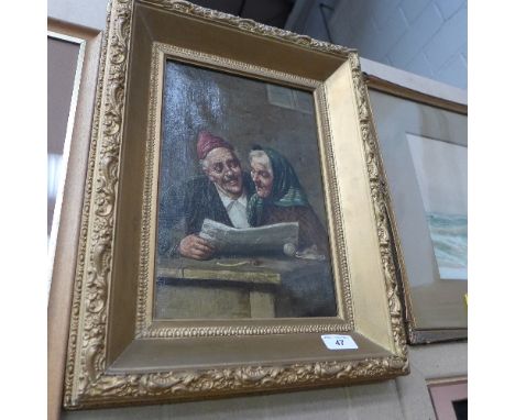 An oil on canvas C19th continental school portrait elderly couple