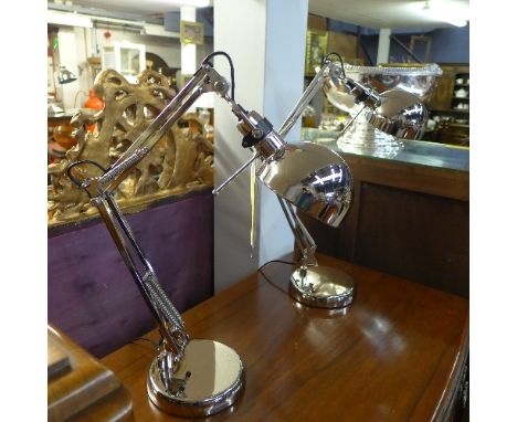 A pair of nickel plated adjustable table lamp