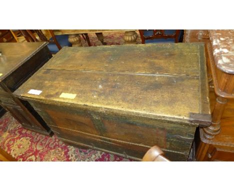 A large hand painted pine trunk with hinged top