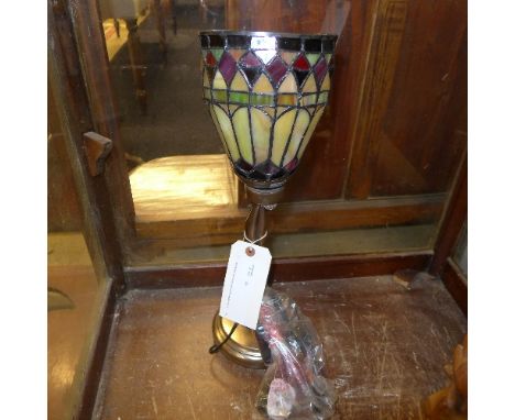 A bronzed Art Deco style lamp with lady shade 