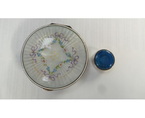 A silver classical enamel box and a silver pill box