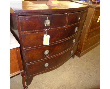 A Regency mahogany bowfront chest having two short above three long drawers on bracket feet 