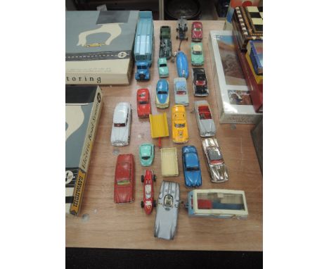 A selection of Dinky, Corgi, Crescent & Spot-On diecasts including Car Transporter, Phantom, Mercedes-Benz, Citroen Safari et