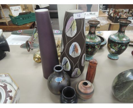A selection of vintage ceramic modernist style vases including Poole, West German pottery etc