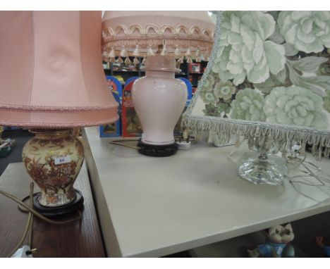 A selection of table lamps including small cut glass vintage light 