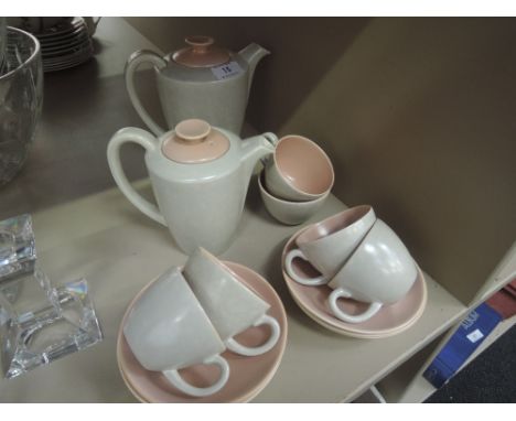 Mid-1950's Poole Pottery C54 Streamline two tone coffee / tea service, designed by Alfred Read.
