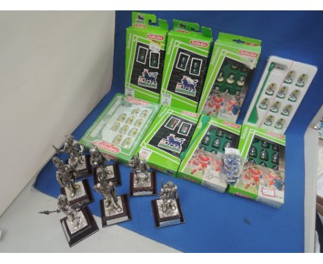 Eight 1990's Subbuteo teams, boxed and seven Royal Hampshire pewter military figures 