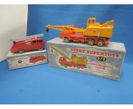 Two Dinky Supertoys diecast's, 20 Ton Lorry-Mounted Crane 972 & Fire Engine 955 both boxed