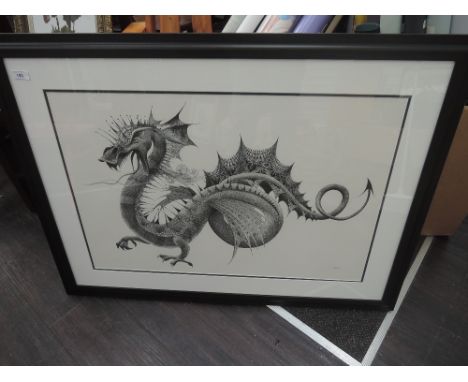 A large print after Geldart studios depicting large mythical dragon