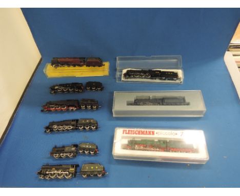 Eleven Fleischmann, Graham Farish and similar N gauge loco's & tenders, mainly LMS
