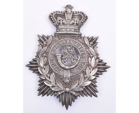 Victorian 1st Administration Battalion Hants Rifle Volunteers Other Ranks Helmet Plate, white metal example with 1ST A BN HAN