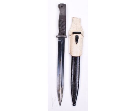 Third Reich K98 Bayonet with Leibstandarte Adolf Hitler Parade Frog, the bayonet is complete with two piece grips. Waffen-amp