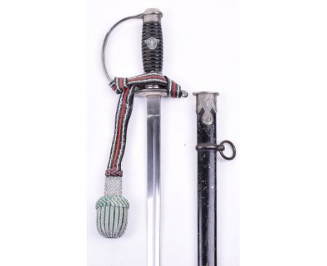 Third Reich SS Police NCO’s Sword, with metal police eagle within wreath inserted into the grip, steel guard with SS runes ac