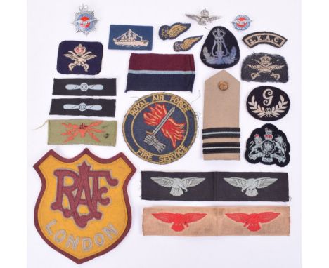 Grouping of Royal Air Force Insignia, including Kings and Queens Crown Physical Training Instructors badge, Fire Service Air 