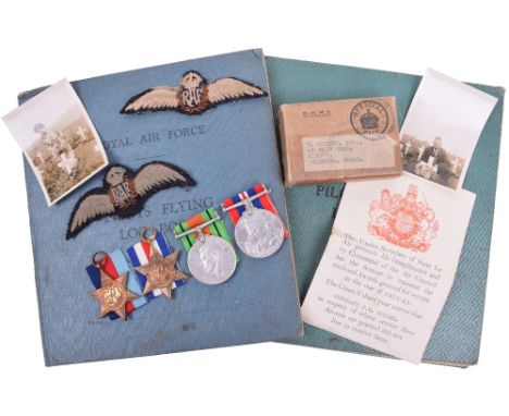 WW2 Royal Air Force 1945 Fighter Pilots Casualty Medals and Log Book Grouping of Sergeant Pilot J K Holden 56 Squadron RAFVR,