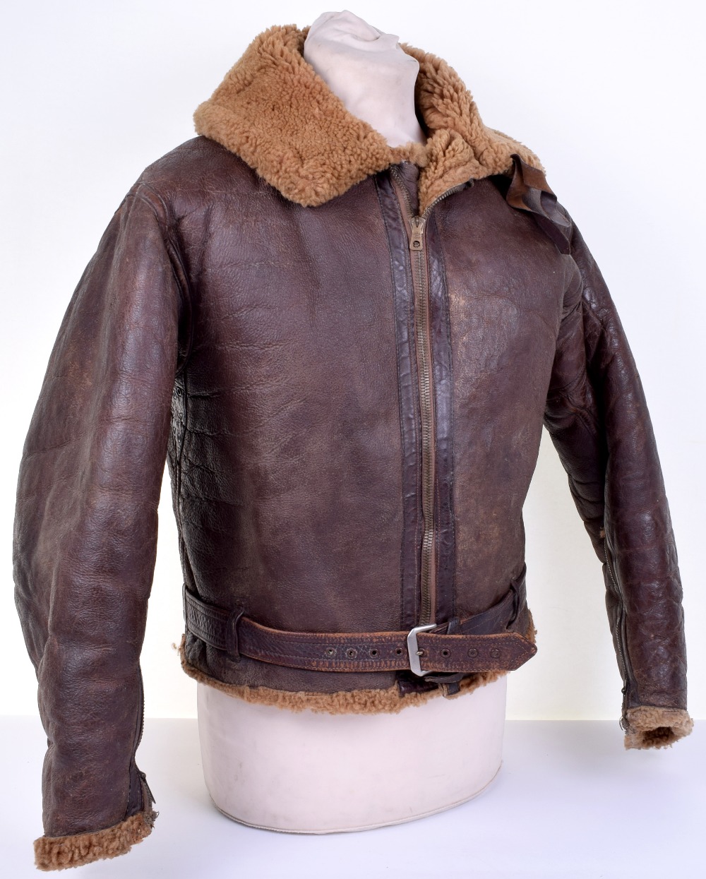 WW2 Royal Air Force Irvin Flying Jacket, being a brown leather two ...