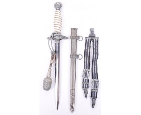 2nd Model Luftwaffe Officers Dress Dagger by A Schuttelhofer & Co Solingen, with white celluloid grip retaining the original 