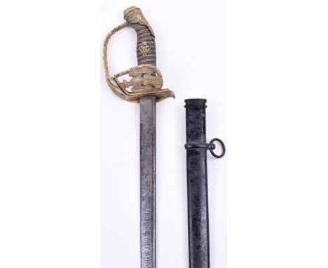 Imperial German Model 1889 Infantry Officers Sword with Damascus Blade, fine untouched example of a Model 1889 Prussian Infan