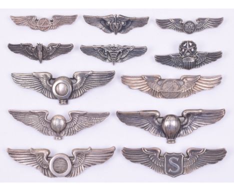 Selection of American Air Force Wings, consisting of US Army Air Force Balloon pilots wing stamped Stirling to the reverse an
