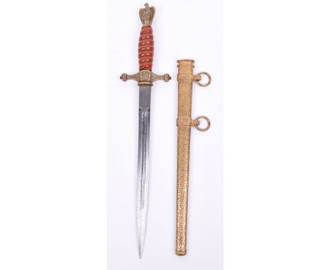 German Navy (Kriegsmarine) Officers Dress Dagger by Carl Eickhorn, deep orange handle celluloid grip retaining the original w