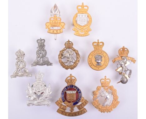 10x Officers Cap Badges, all being silver gilt or silver gilt and enamel. Various Corps including Royal Army Ordnance Corps w