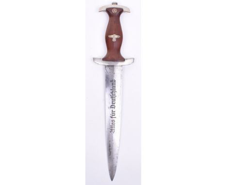 Third Reich SA Dress Dagger, complete with the original grip, having eagle and enamel SA device inserted. Lower cross guard s
