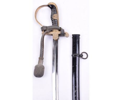 WW2 German Army Officers Sword, being a good early dove head pattern example with spread eagle cross guard langet, knuckle gu