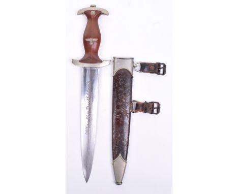 Third Reich SA Dress Dagger, complete with the original grip, having eagle and enamel SA device inserted. Lower cross guard s