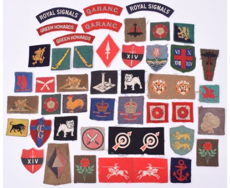 Selection of British Cloth Insignia, including un-issued facing pair of 8th Corps, un-cut pair of painted 6th Anti-Aircraft d